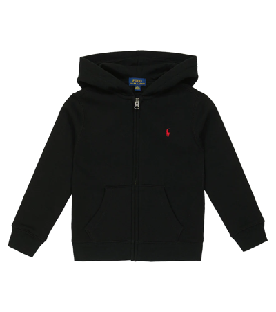 Polo Ralph Lauren Kids' Zipped Cotton-blend Hoodie In Polo Black