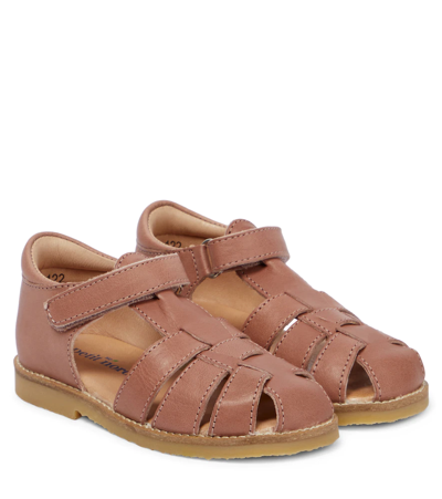 Petit Nord Kids' Classic Leather Sandals In Old Rose