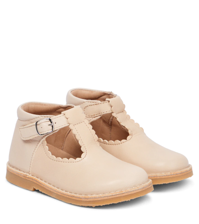 Petit Nord Kids' T-bar Leather Booties In Cream