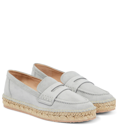 Gianvito Rossi Lido Suede Espadrille Loafers In Mist