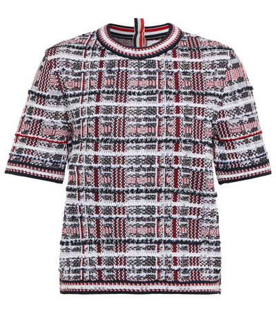 Thom Browne Check Relaxed-fit Cotton-blend Jacquard Jumper In Rwbwht