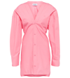 Attico Exaggerated Sleeve Button-down Mini Dress In Hot Pink