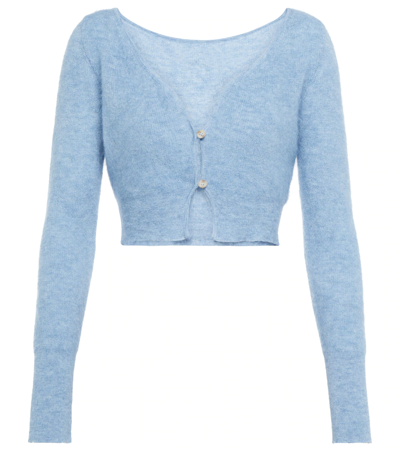 Jacquemus Le Cardigan Alzou Cropped Cardigan In Light Blue