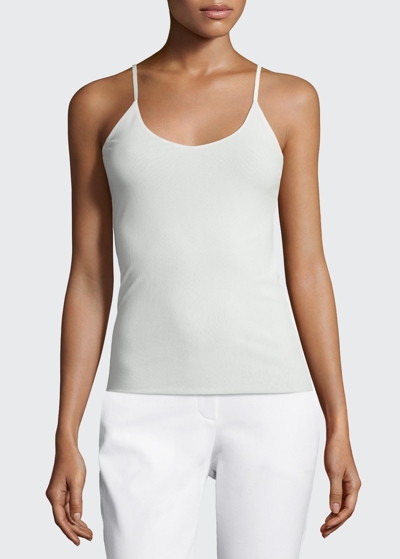 Lafayette 148 Mesh Jersey V-neck Tank In Cloud