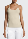 Lafayette 148 Mesh Jersey V-neck Tank In Khaki