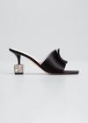 Roger Vivier Cube Crystal-heel Velvet And Leather Mules In Black