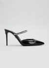 Dolce & Gabbana 90mm Embellished Patent Leather Mules In Blkcrystl