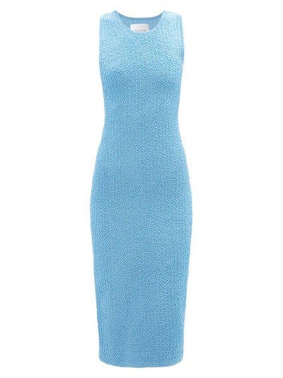 Galvan Selene Cutout-back Textured-knit Midi Dress In Blue