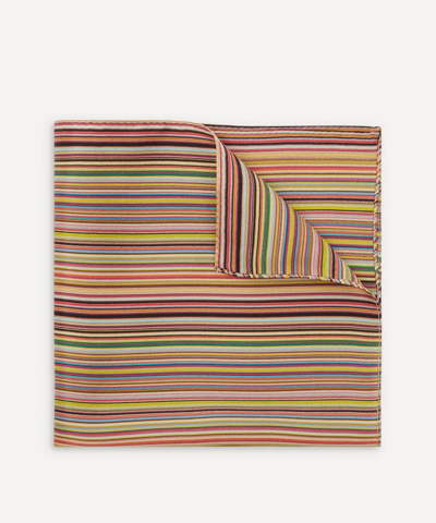 Paul Smith Signature-stripe Silk-satin Pocket Square In Assorted