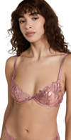 Fleur Du Mal Lily Foil Satin-trimmed Embroidered Stretch-tulle Underwired Bra In Rose Gold