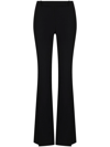 Alexander Mcqueen Grain De Poudre Wool Flared Pants In Black