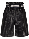 PINKO BELTED FAUX-LEATHER SHORTS