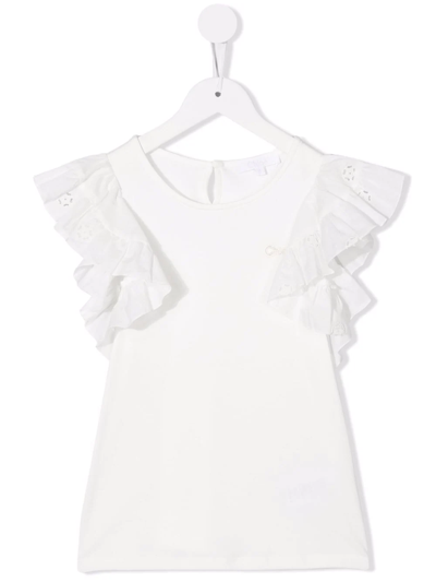 Chloé Kids' Organic Cotton Tunic Top In White