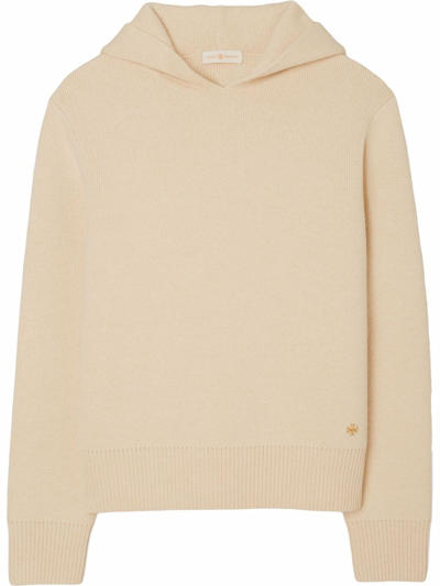 Tory Burch Fine Knit Wool-cashmere Hoodie In Plage | ModeSens