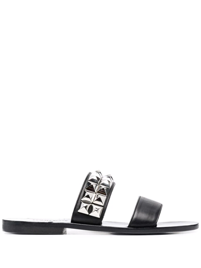 Philipp Plein Pyramid-stud Flat Sandals In Black