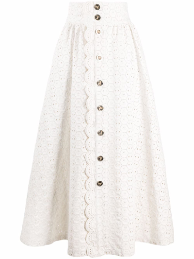 Philipp Plein Sangallo Leather Maxi Skirt In White
