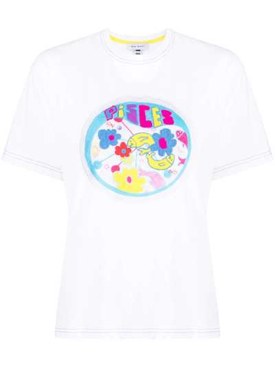 Mira Mikati Embroidered Organic-cotton T-shirt In White