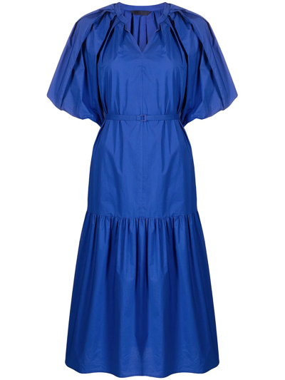 Juunj Puff-sleeve Midi Shirt Dress In Blue