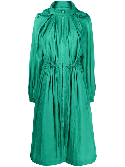 Juunj Ruched Hooded Dress In Green