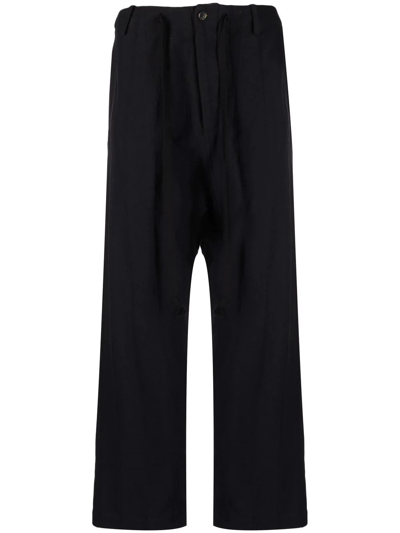 Uma Wang Drop-crotch Cropped Trousers In Black