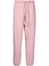 Moncler Leather-trimmed Wool And Cashmere-blend Track Pants In Pink