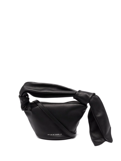 Studio Amelia Logo-print Leather Tote Bag In Black