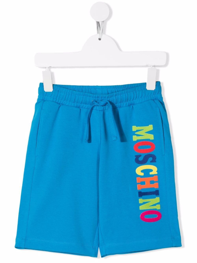 Moschino Kids' Logo-print Shorts In Blue