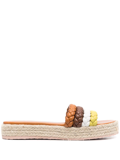 Gianvito Rossi Multicolored Braid Espadrille Sandals In Ciderwtsienacuoio