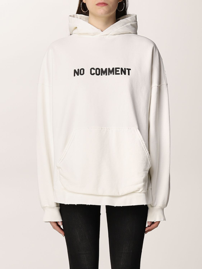 Balenciaga Cotton Sweatshirt With Slogan In Bianco