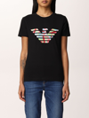 Emporio Armani T-shirt With Eagle Logo Print In Black