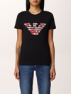 Emporio Armani T-shirt With Eagle Logo Print In Blue