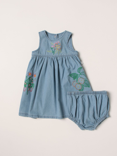 Stella Mccartney Babies'  Dress With Embroidery In Denim