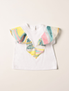 EMILIO PUCCI T-SHIRT WITH PATTERNED ROUCHES,357947001