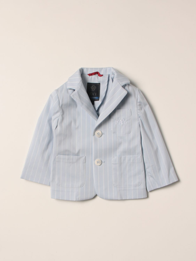 Fay Babies' Single-breasted  Striped Blazer In Gnawed Blue