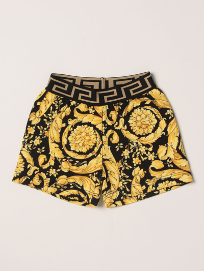 Young Versace Babies' Versace Young Jogging Shorts With Baroque Print In Black