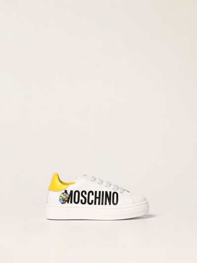 Moschino Kid Kids' Leather Trainers In White