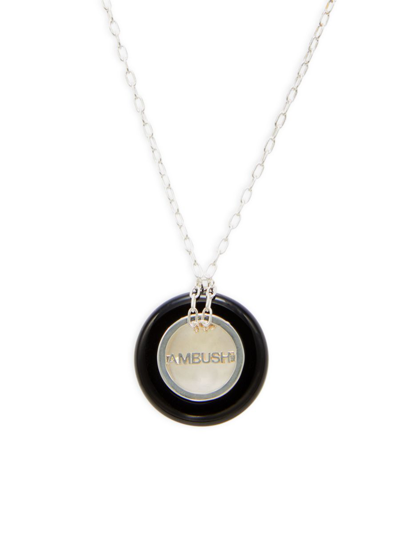 Ambush Women's Sterling Silver & Onyx Logo Pendant Necklace