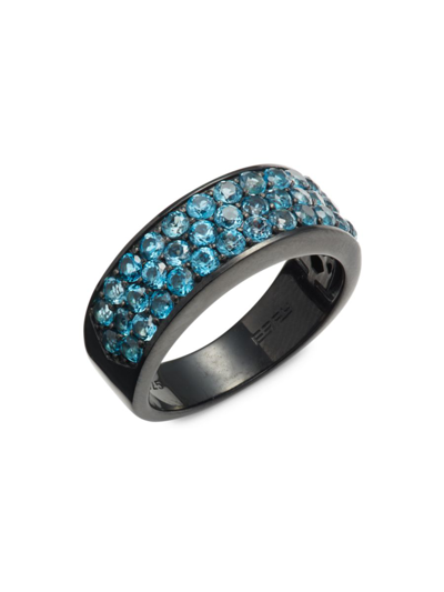 Effy Men's London Blue Topaz & Black Rhodium-plated Sterling Silver Ring