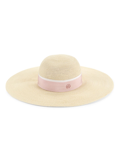 Maison Michel Blanche Natural Straw Hat In Natural Pink
