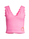 Marysia Venus Scalloped Stretch-seersucker Top In Pink