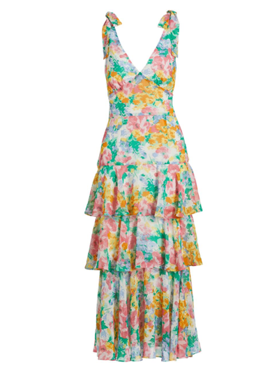 Wayf Hampton Tiered Midi Dress In Watercolor