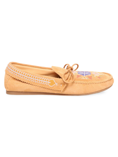 Isabel Marant Freen Embroidered Suede Loafers In Terracotta