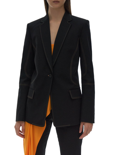 Helmut Lang Contrast Stitch Fitted Blazer In Black