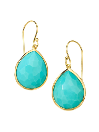 Ippolita 18kt Yellow Gold Lollipop Turquoise And Clear Quartz Earrings In Turquoise/gold