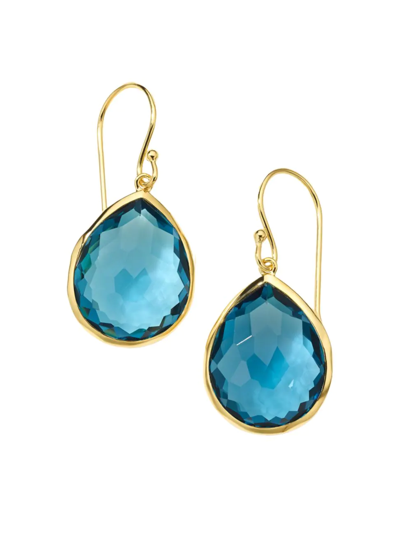 Ippolita Women's Medium 18k Green Gold & London Blue Topaz Teardrop Earrings In Blue/gold