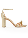 Kate Spade Flamenco Metallic Leather Heels In Pale Gold