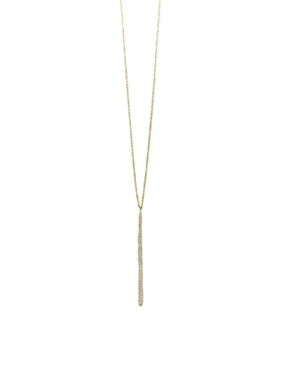 Ippolita Yellow Gold Stardust Long Pave Squiggle Stick Pendant Necklace With Diamonds, 16-18"l