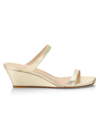 STUART WEITZMAN WOMEN'S ALEENA METALLIC LEATHER WEDGE SANDALS