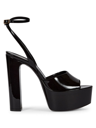 Saint Laurent 95mm Jodie Leather Platform Sandals In Black