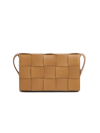 Bottega Veneta The Cassette Leather Crossbody Bag In Almond